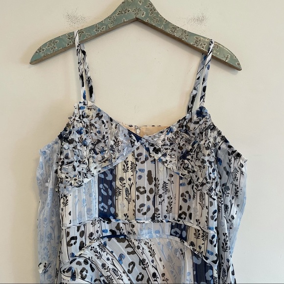 NWT Foxiedox Blue Floral Cold-shoulder Mini Dress - Picture 2 of 6